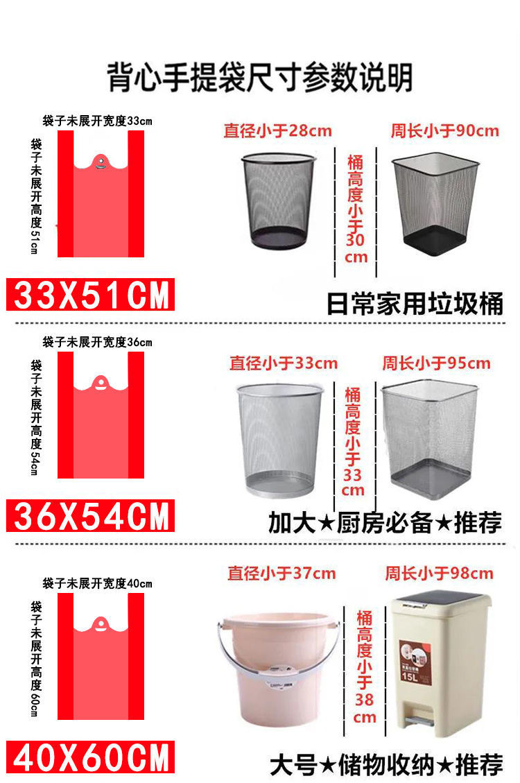 加厚红色塑料批发袋子背心购物袋外卖打包袋蔬菜包装袋手提垃圾袋详情8