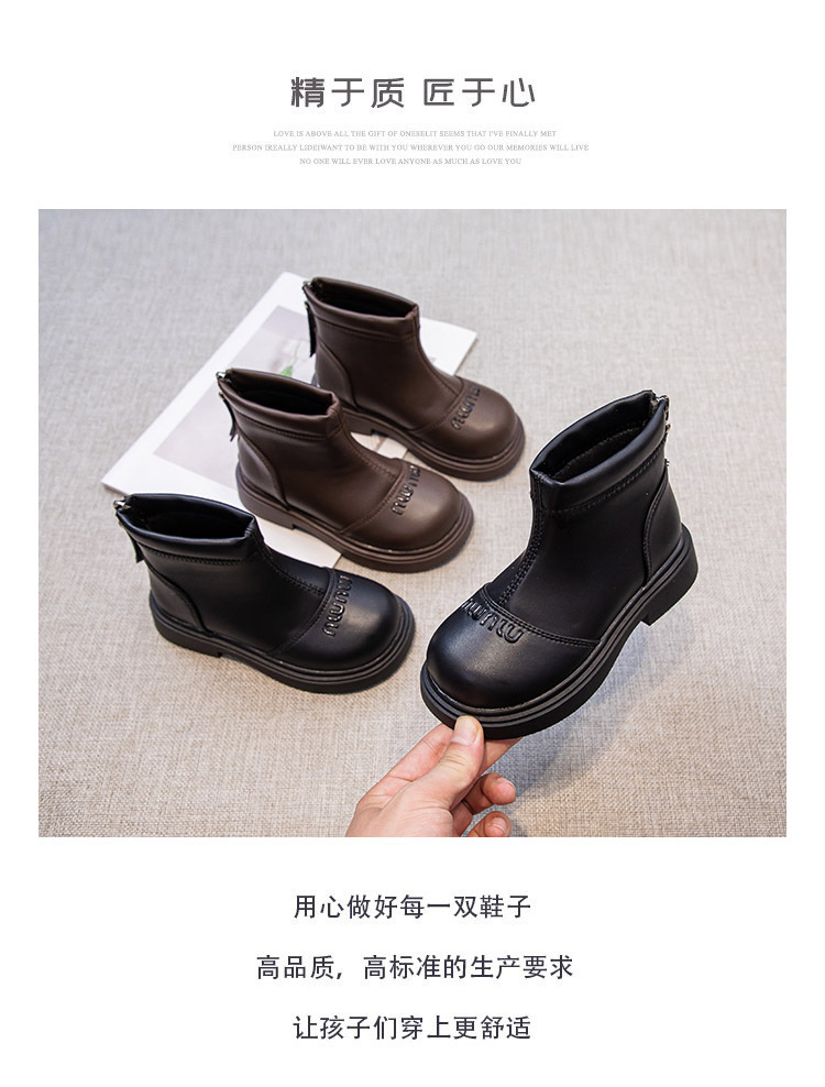 2024秋季新款女童中帮皮靴男童韩版儿童短靴时尚休闲中筒童鞋批发详情1