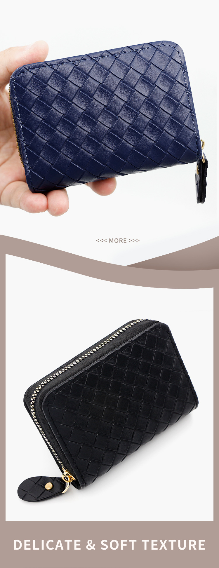 时尚Ins风编织女士卡包拉链小零钱包 男女式风琴卡包多卡位卡套详情5