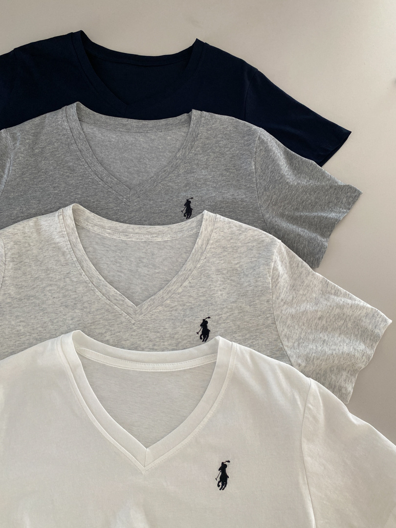 GAGD Korean-style V-neck embroidered short-sleeved T-shirt for women, a cool summer snowflake cotton loose casual top T-shirt pic 27