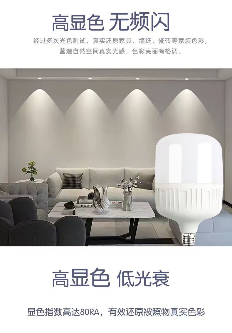 Ultra-bright led bulb E27 screw-socket household white light bulb, high-power energy-saving bulb for factory workshops pic 7