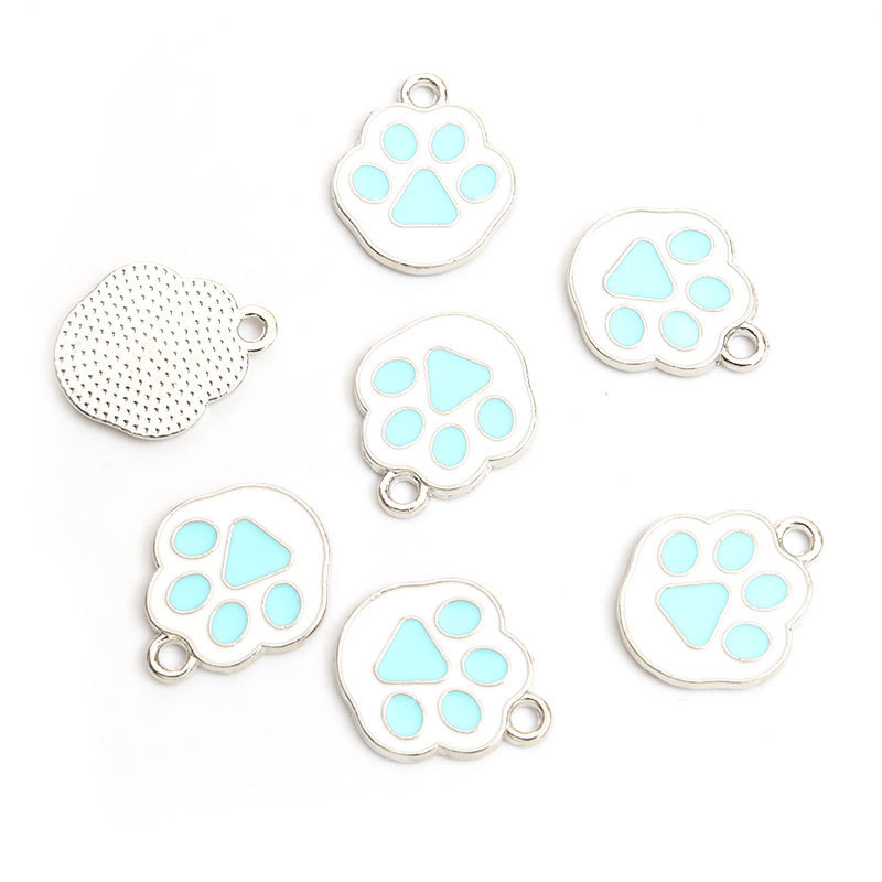 猫爪狗脚印滴油合金挂件脚丫DIY饰品配件手链项链耳环钥匙扣吊坠详情4