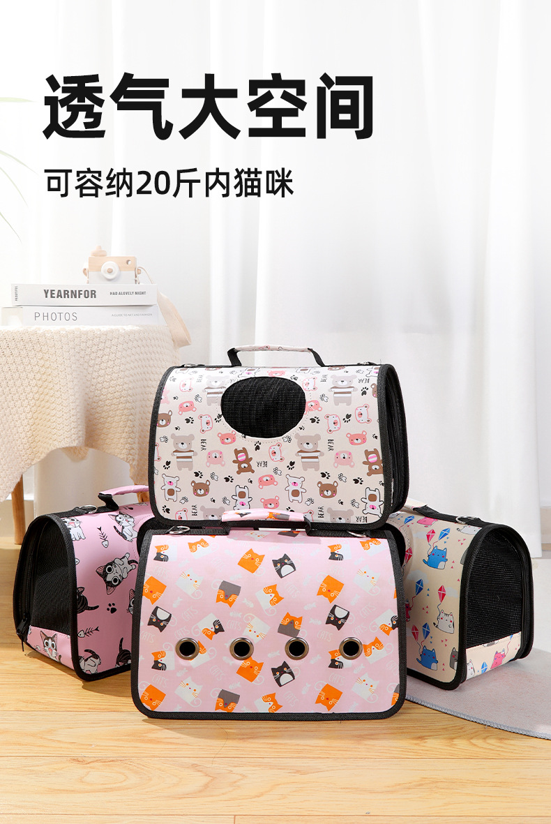 现货猫咪背包多色多图案宠物多功能牛津布便携式外出手提包批发详情1