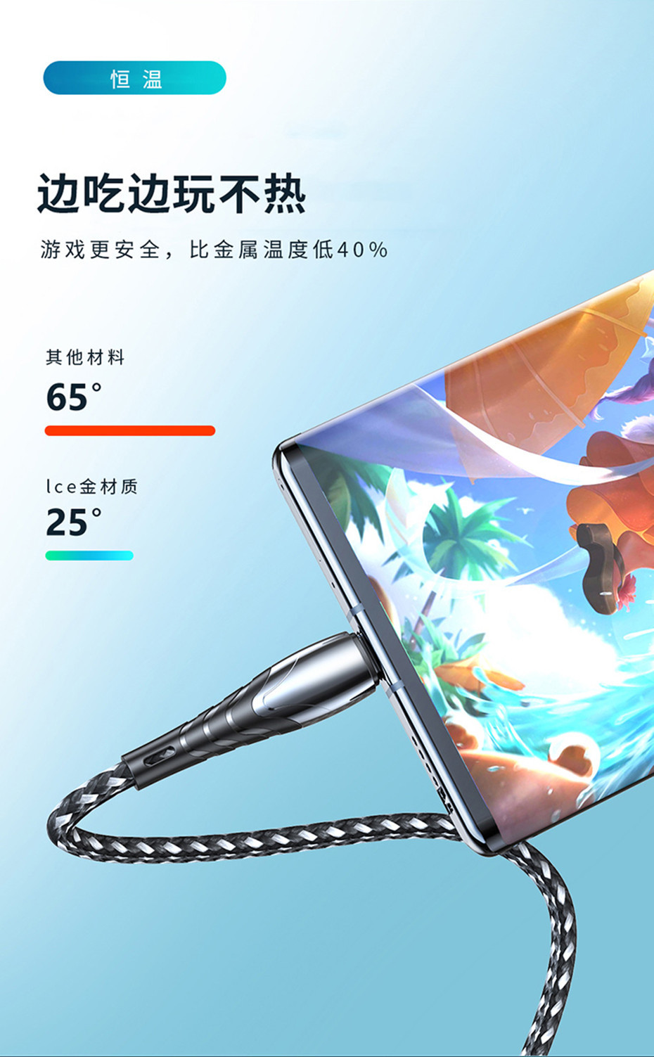 锌合金数据线适用安卓TYPE-C苹果手机USB中性5A快充电线厂家直销详情6