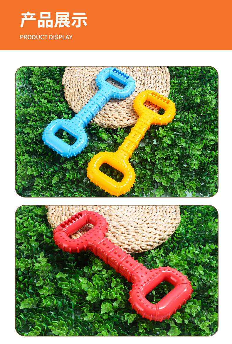 Nuevos juguetes para mascotas para perros para perros para molar dentadura toy interactive mordida resistente toy pet handle drain food pronunciation toy wholesale pic 7