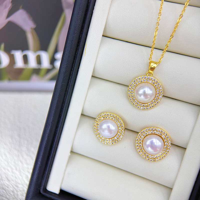 diy pendant empty stand copper-plated real gold slightly inlaid zircon pearl pendant necklace empty stand gemstone pendant wholesale pic 14