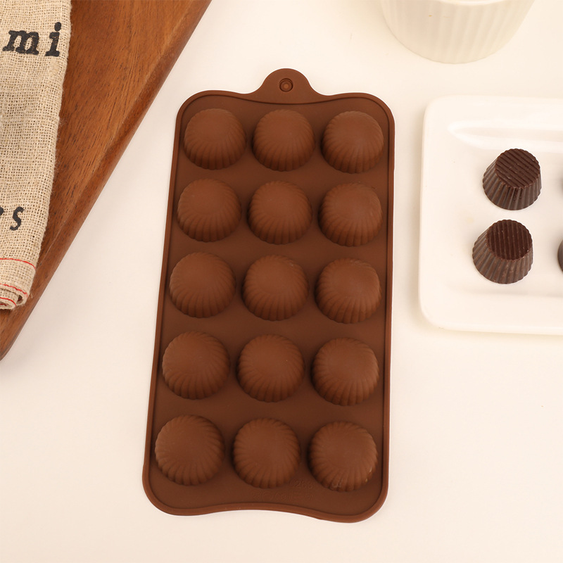 Semi-circular cake mousse silicone mold filled mooncake with runny filling chocolate spherical baked small balls pic 1