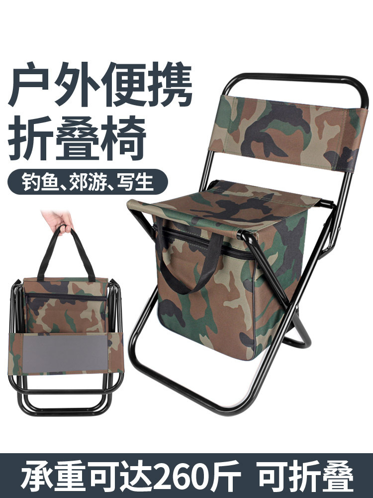 户外折叠钓鱼椅美术生小马扎野营便携超轻靠背凳带储物包野钓板凳详情1