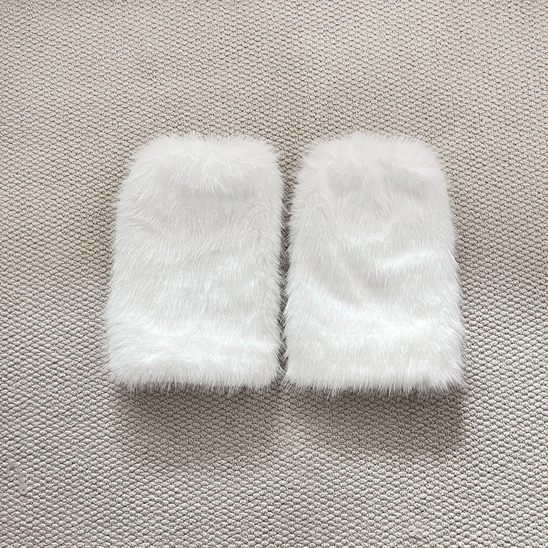 秋冬季加厚保暖腿套仿狐狸毛袜套手套两用辣妹个性ins风毛绒脚套详情12