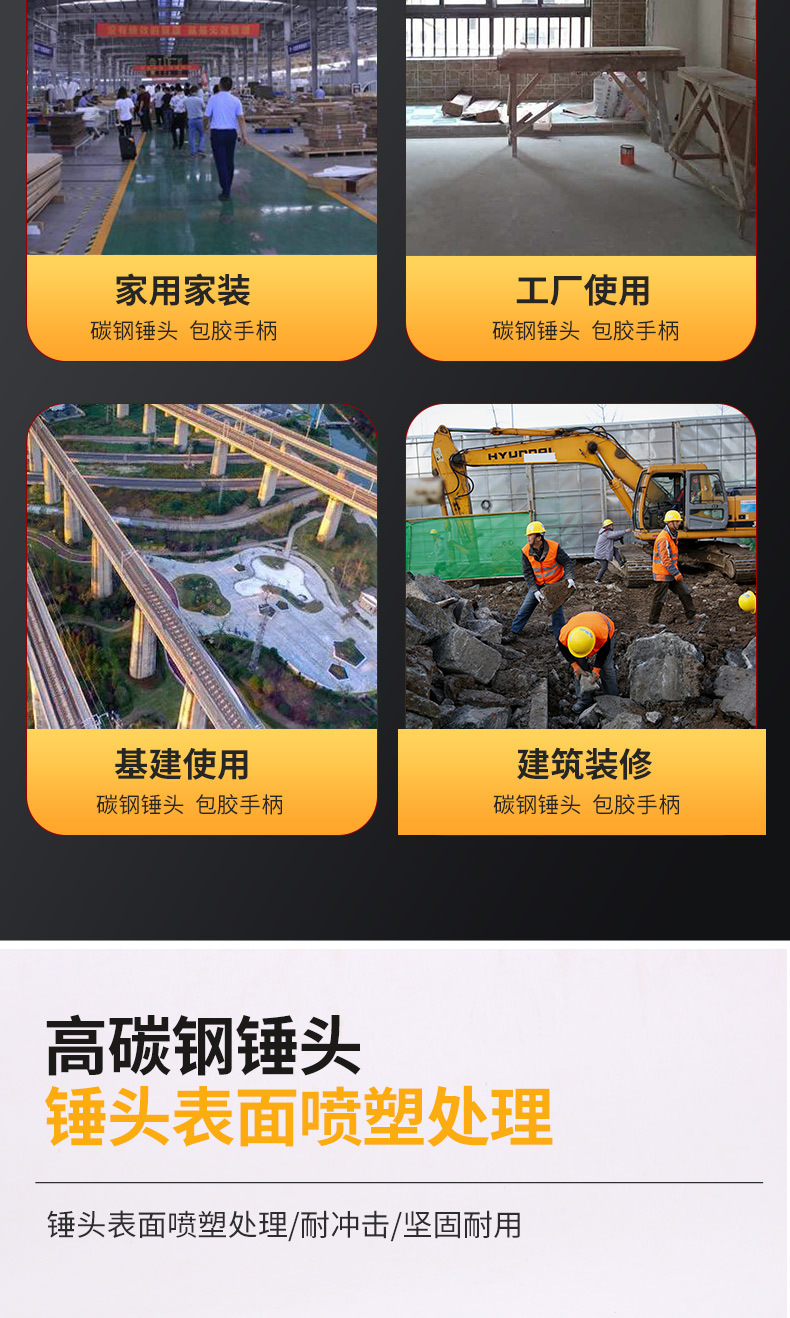 Octagonal hammer, square top hammer, large hammer, high-end hammer, high-hardness mountain opening hammer, 45 # carbon steel round steel material octagonal hammer pic 2