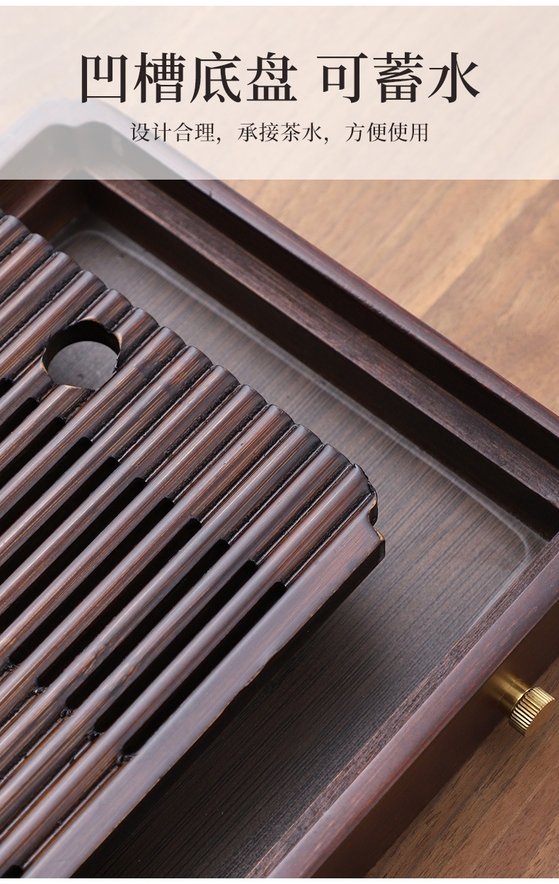 Wholesale of household small water storage trays, draining tea tables, simple rectangular bamboo tea sets, large and small sizes pic 25