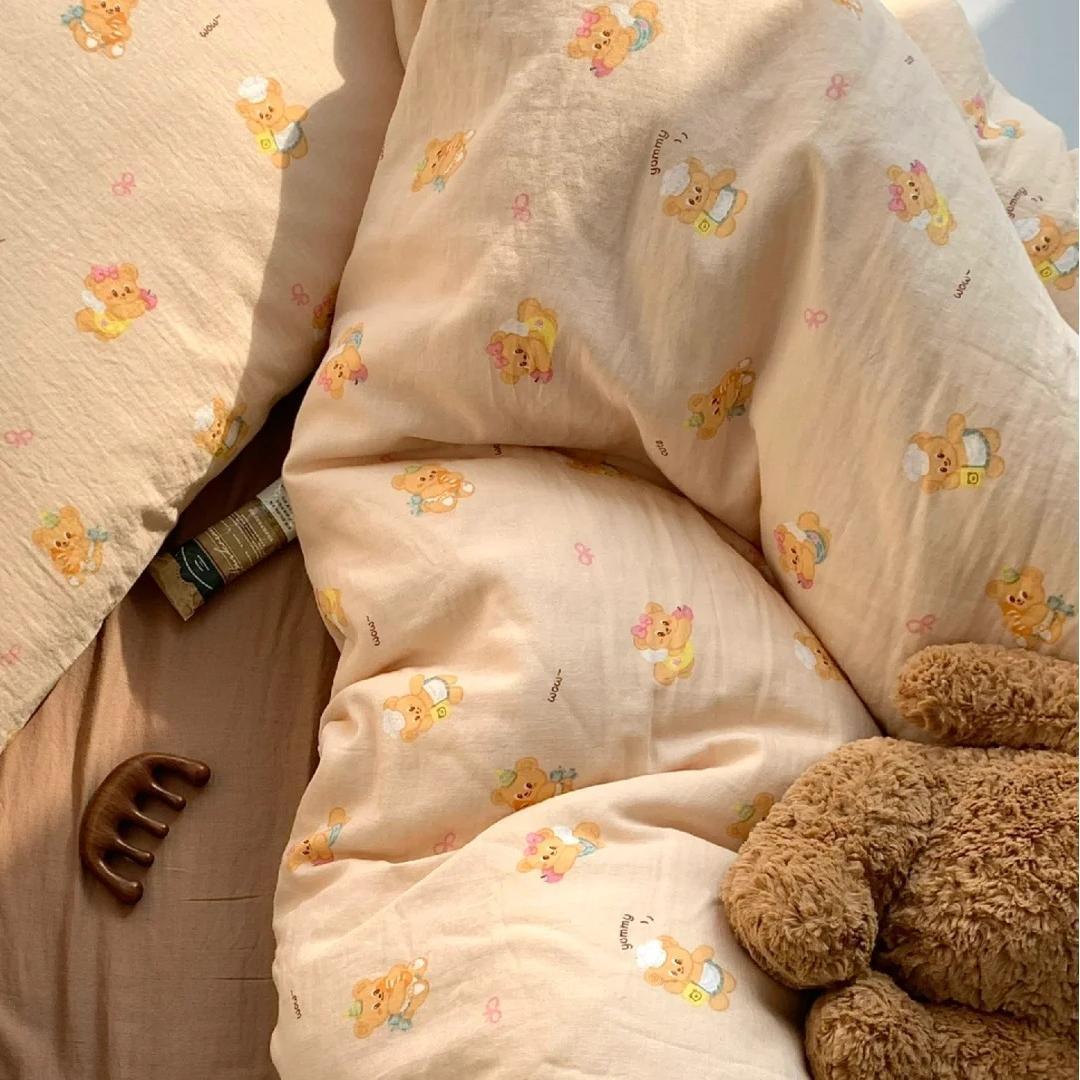 小红书A类全棉有氧双层纱四件套母婴级透气纯棉纱布小清新Kitty猫详情45