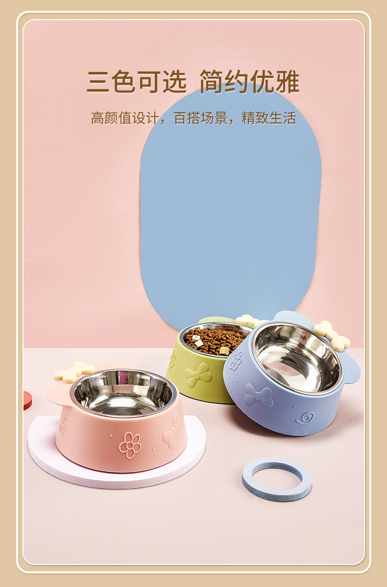 Pet stainless steel single bowl, super large capacity, dog bowl, anti-slip and anti-knock bottom, cat bowl, water dispenser, pet bowl wholesale pic 7