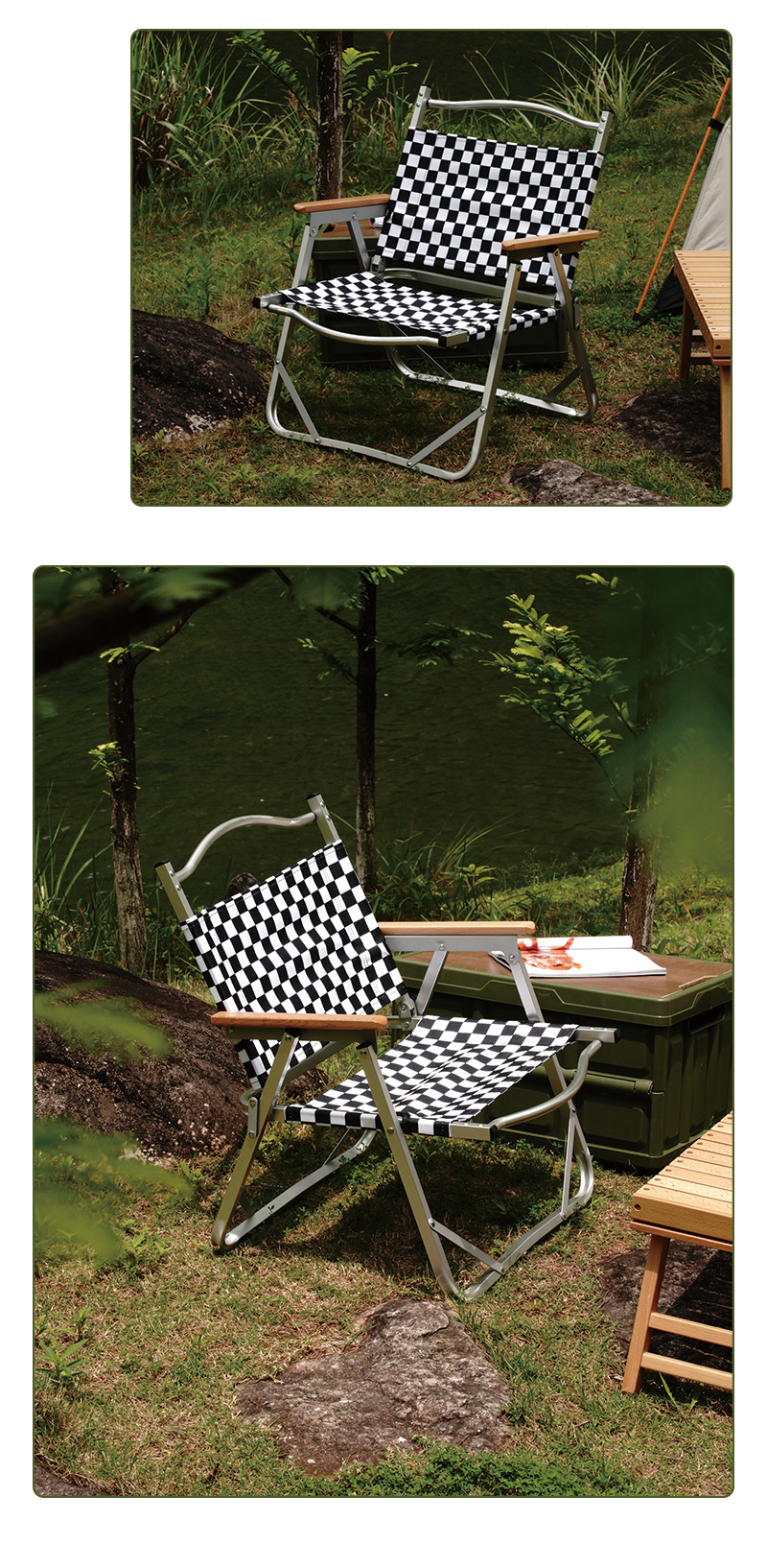 黑白格超轻折叠椅子克米特椅野餐椅便携桌椅沙滩椅露营野营椅详情10