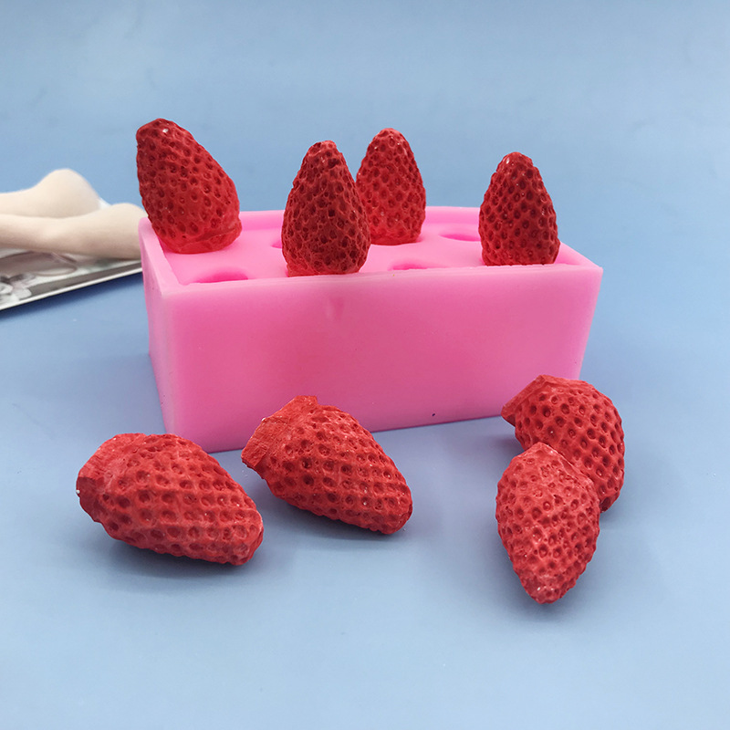 12-piece strawberry silicone mold ice cream chocolate resin hand-drip glue strawberry scented candle silicone mold pic 3