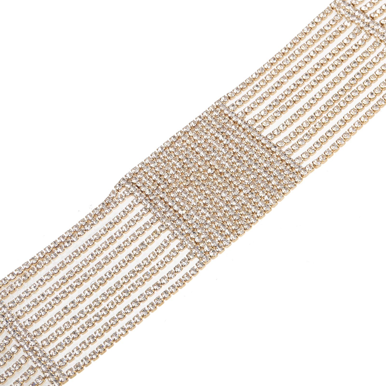 European and American cross-border fashion necklace for women, multi-layered horizontal striped square neck chain, exaggerated stage style banquet party accessory, full diamond shiny accessory pic 8