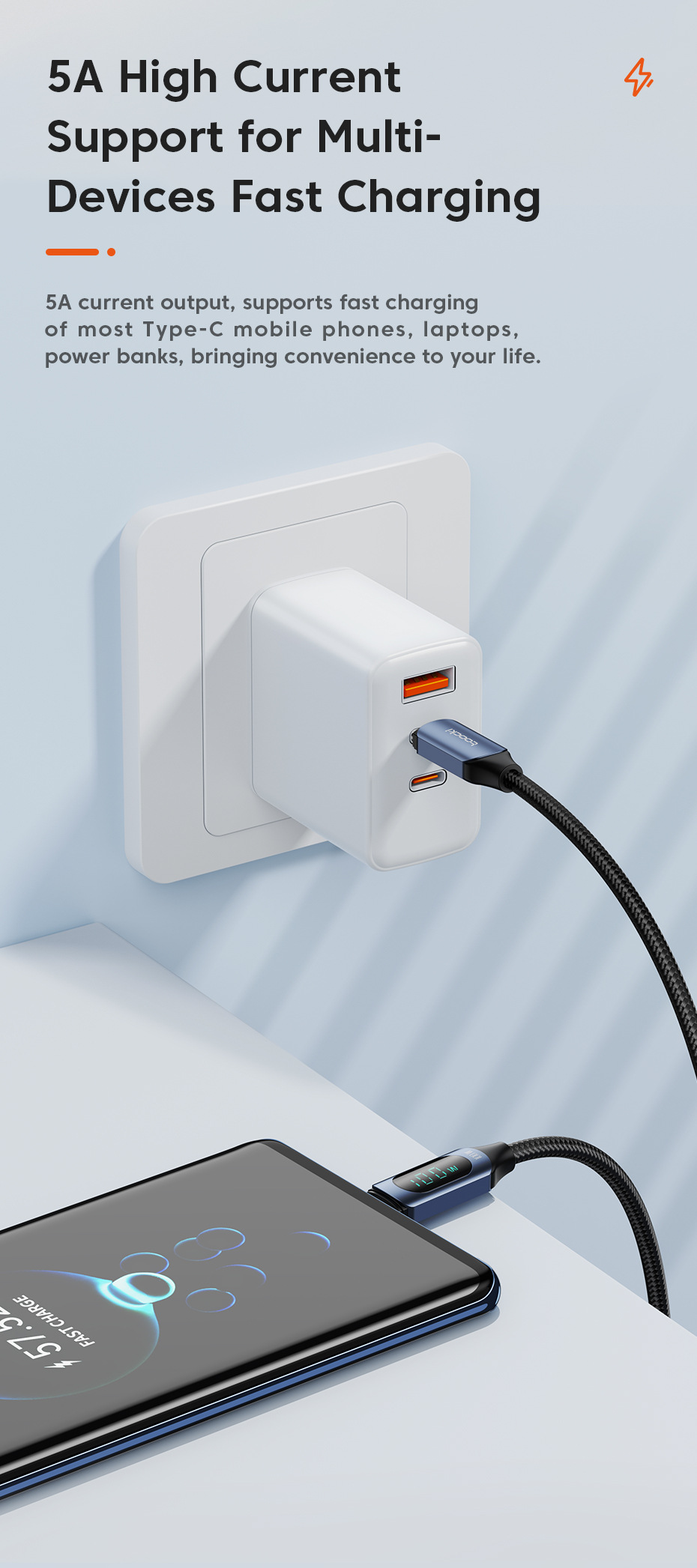 ToockiPD100W fast charging digital display data cable is suitable for charging digital devices of Huawei and iPhone 15 mobile phones and tablets pic 4