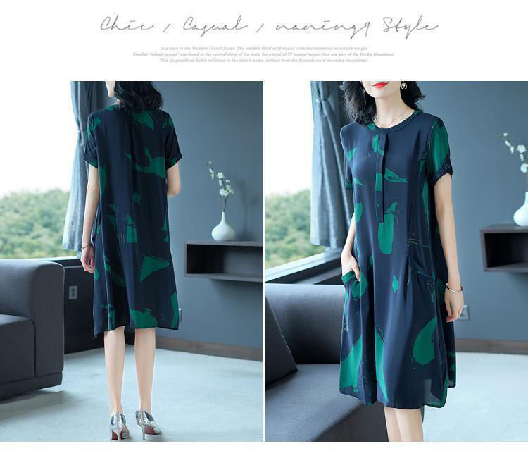 中老年妈妈装夏季新款连衣裙加肥加大码200斤宽松显瘦A字连衣裙女详情9