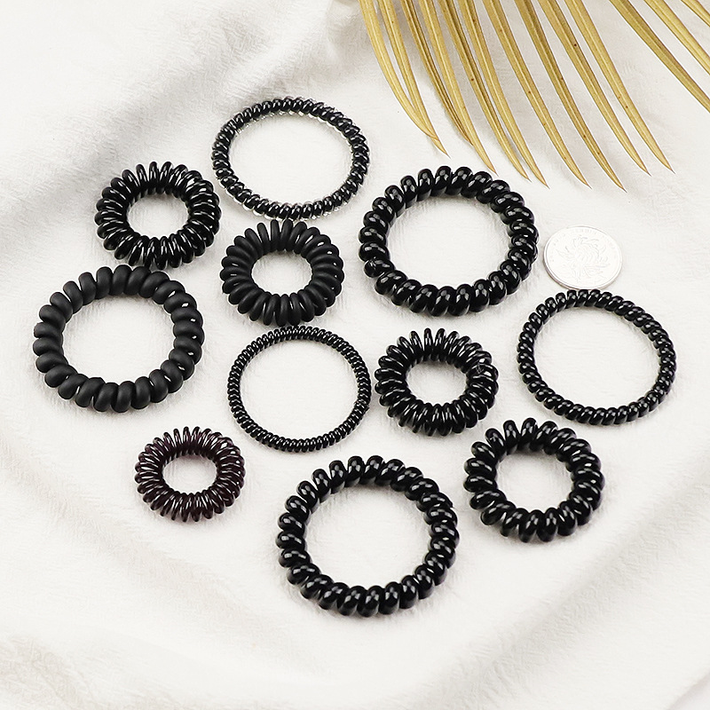 Japanese and Korean telephone line hair ties, seamless black, large and small phone lines, hair ties, rubber bands, hair ties, thin styles pic 1