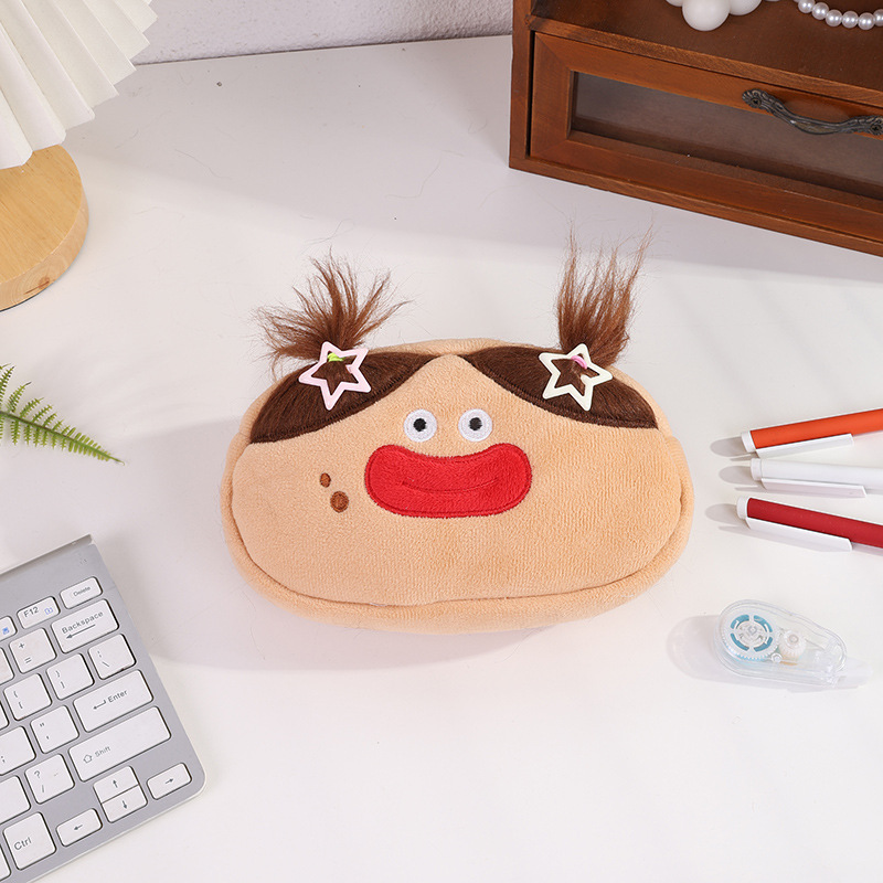 2025搞怪丑萌可爱卡通毛绒大容量笔袋学生创意文具收纳收纳袋ins详情13