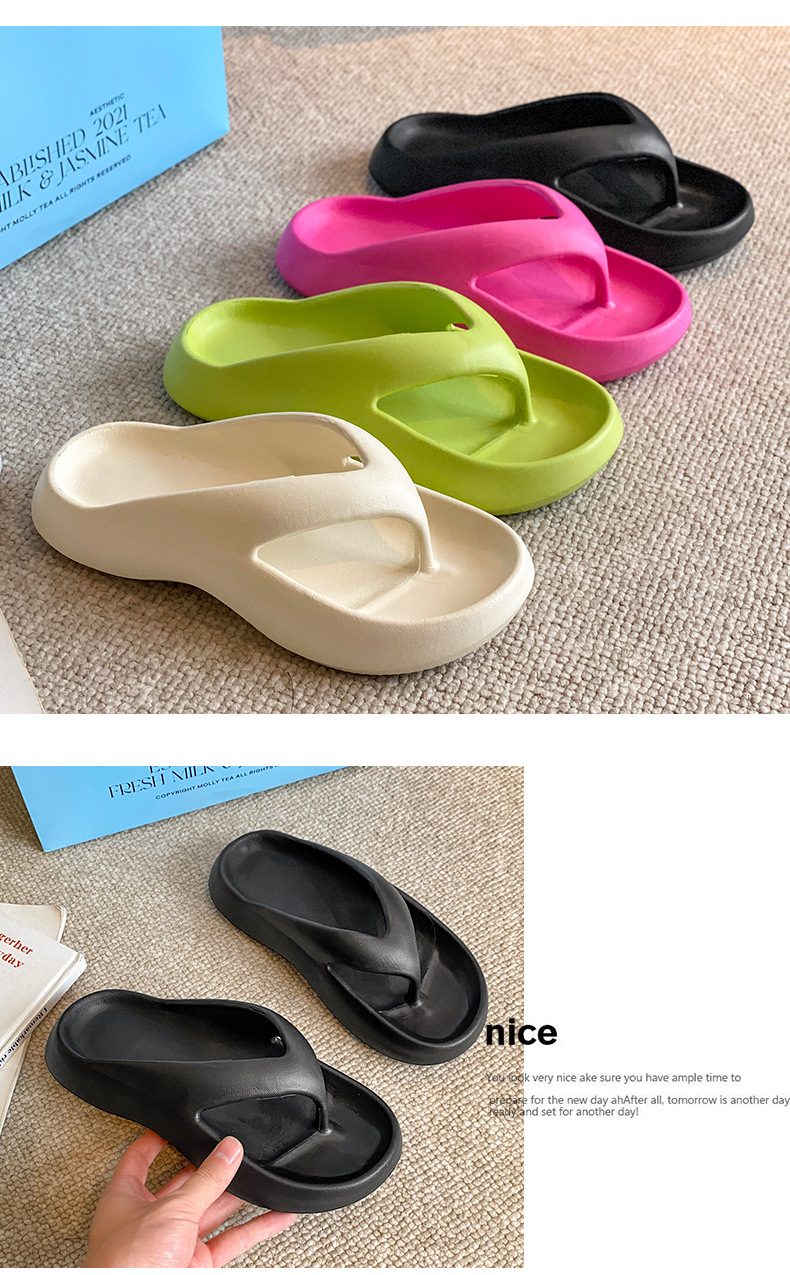 Ladies can wear the new thick-soled anti-slip beach flip-flops with sponge soles for the seaside in summer pic 8