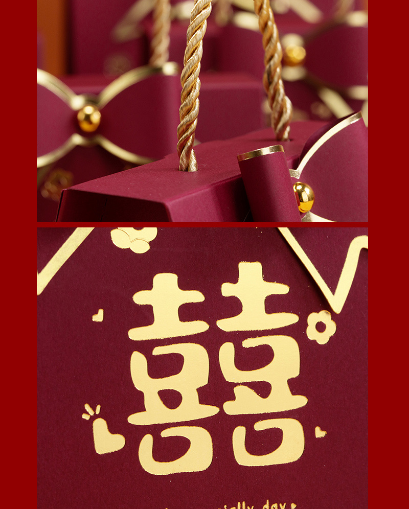 喜糖盒子2024款结婚糖盒婚礼喜糖袋伴手礼复古高级感糖果包装空盒详情6