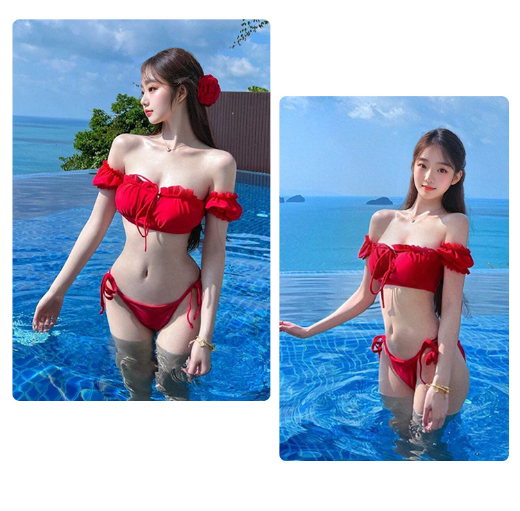 2025新款网红同款性感欧美风复古红色比基尼分体泳衣女纯欲泳装-125079详情4