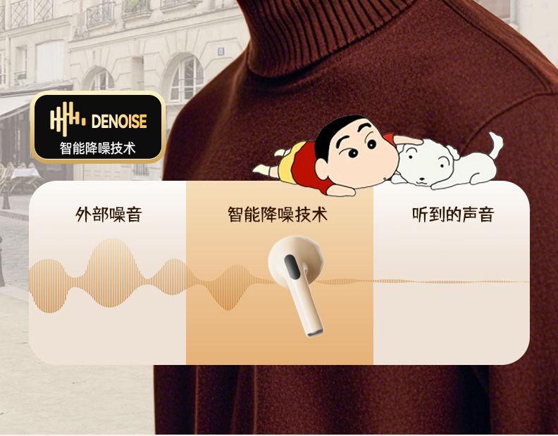 Crayon Shin-chan D4 wireless Bluetooth headphones for gaming, listening to music, noise-cancelling, cute and good-looking student in-ear headphones pic 12