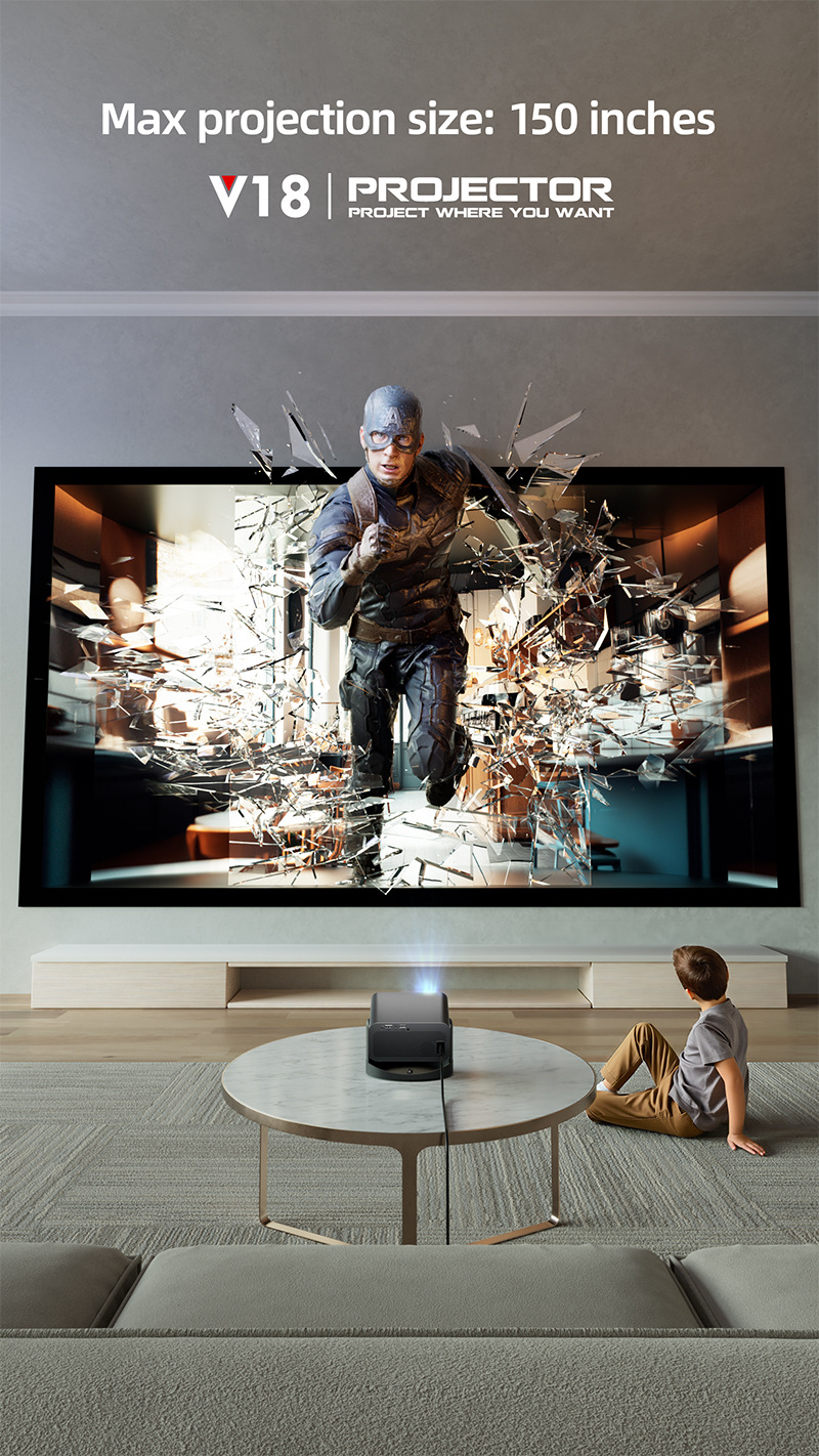 跨境新款高清便携式家庭投影仪4k手机无线同屏自动梯形安卓投影机详情12