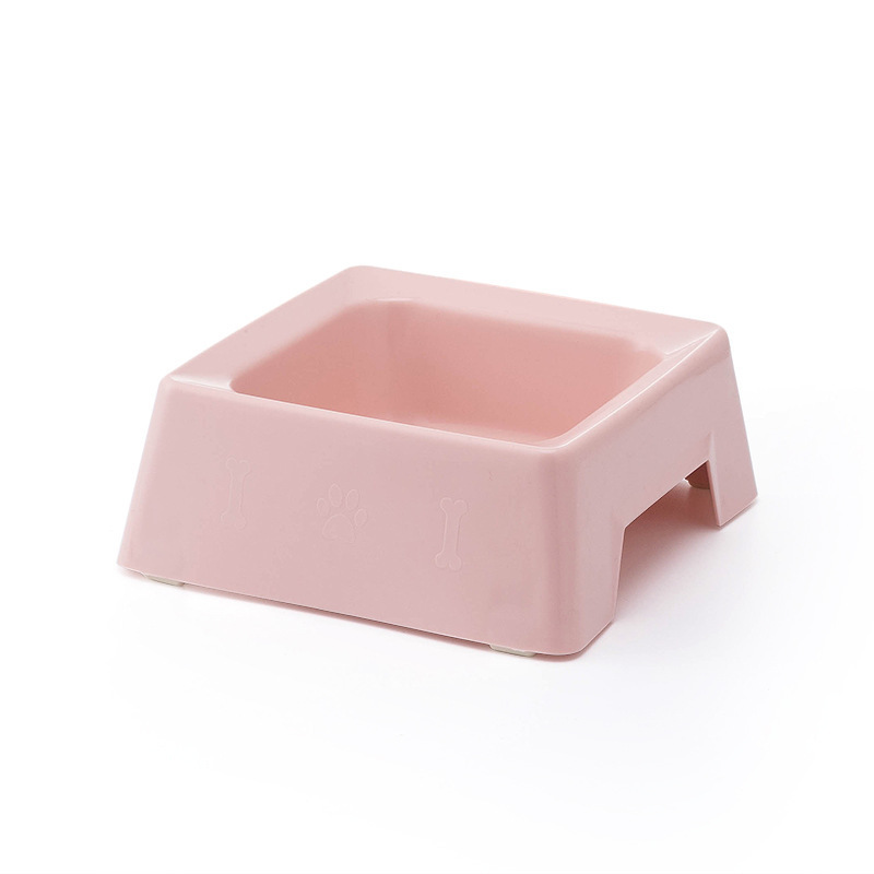 Cross-border macaron square single bowl pet wholesale, cat water bowl, plastic dog bowl, anti-knock dog basin, pet supplies pic 4