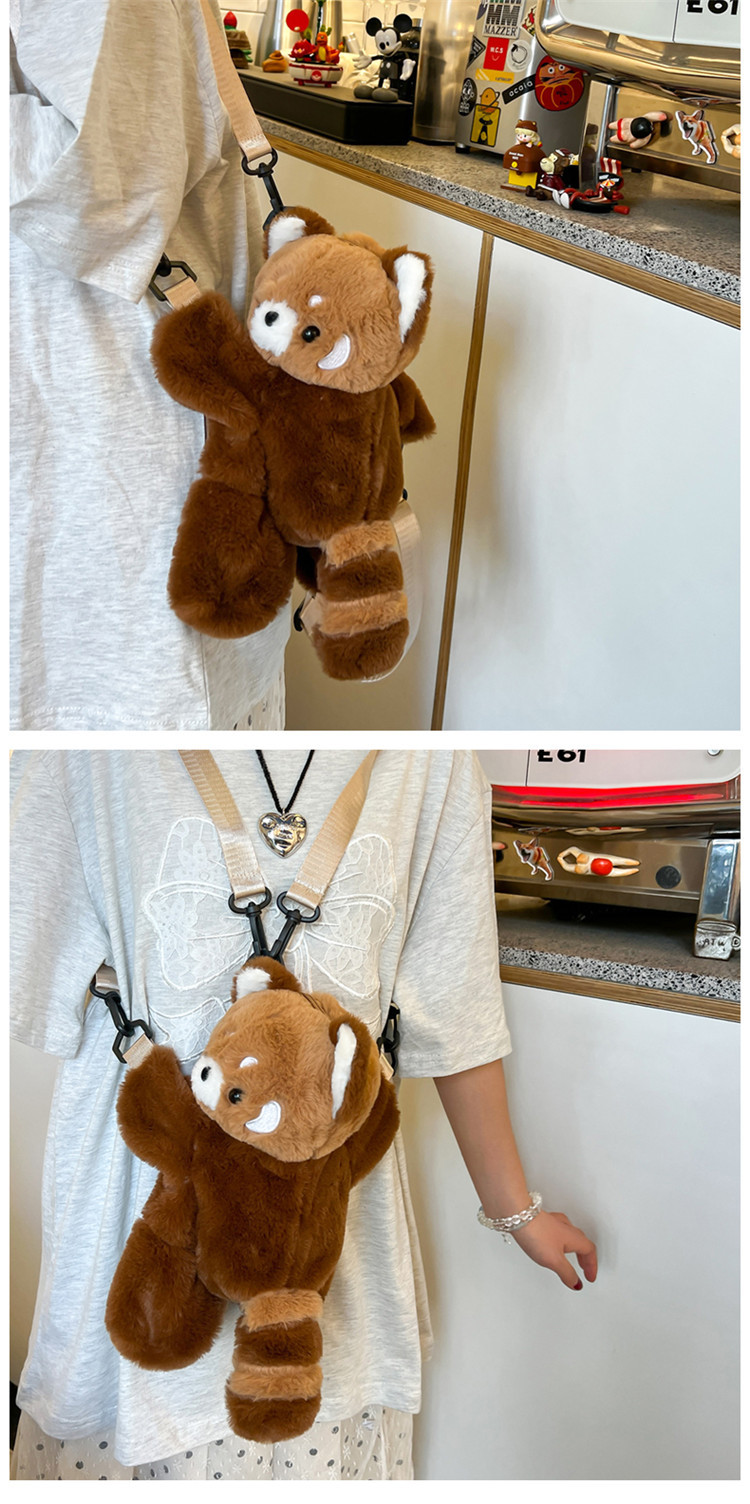 Little Panda Papa Bag Plush toy crossbody Bag 2024 New style personalized backpack for Girls, Cute and soft backpack pic 13