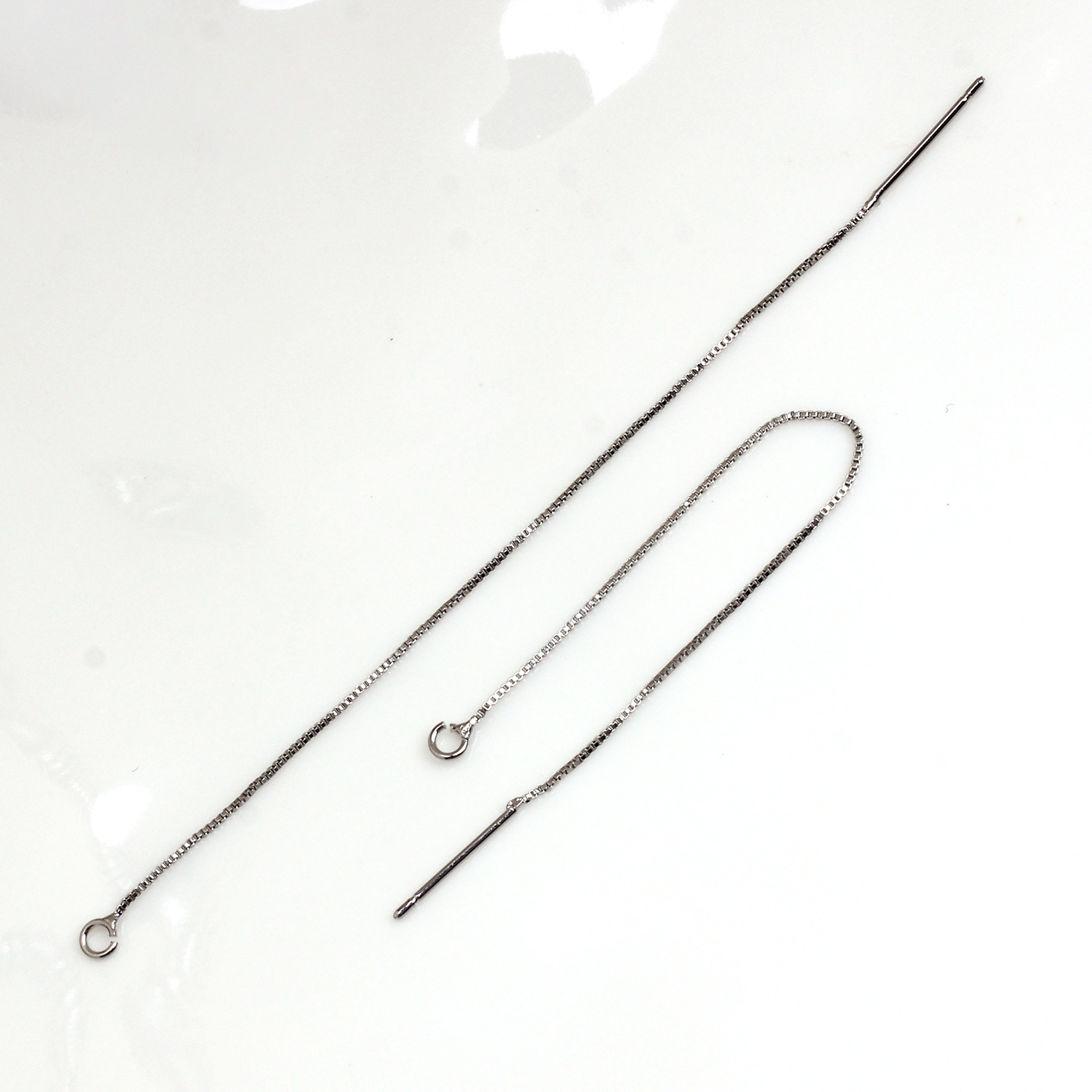 14K copper-plated real gold color-preserving box chain earring wire earrings chain earpins welded flat chain earrings accessories pic 6