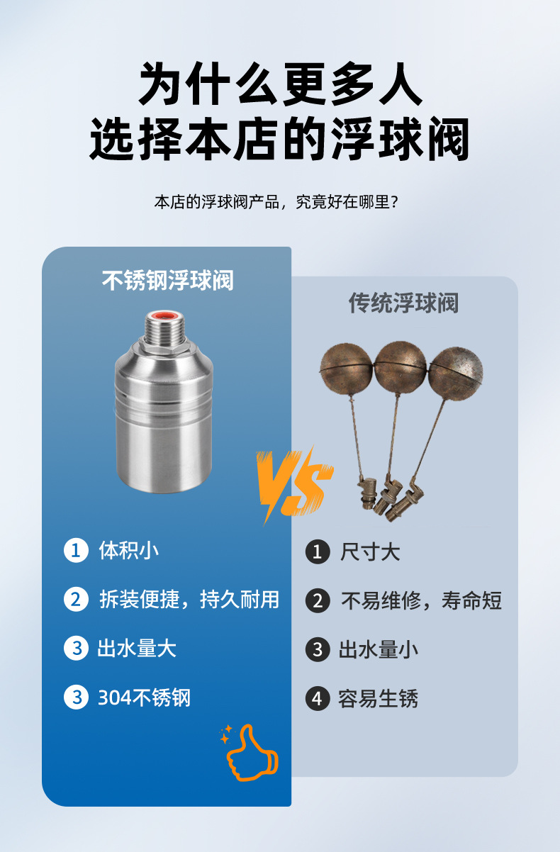 304不锈钢浮球阀厨房水龙头全自动水位控制器自停球阀/开关止水阀详情2