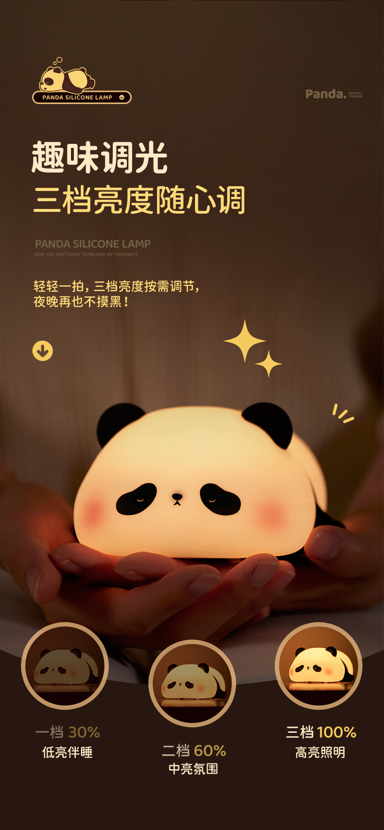 胖达跨境硅胶小夜灯感应充电创意床头灯拍拍灯卧室照明台灯夜灯定制详情9