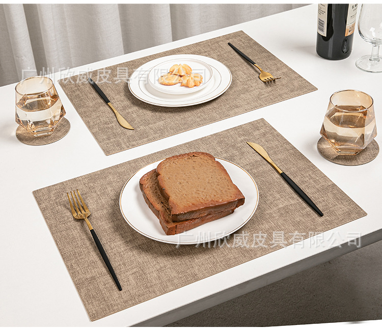 餐桌垫皮革布纹杯垫防烫耐高温隔热垫可水洗厨房餐垫定制防水防油详情17