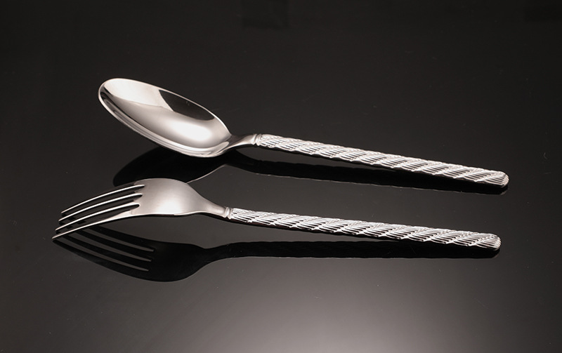 304不锈钢餐具甜品叉牛排西餐套装刀叉高级感麻花餐叉麻绳刀叉勺详情6