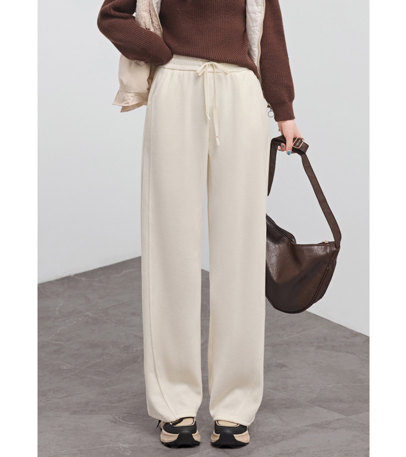 欧棉绒窄版阔腿裤女秋冬2025新款休闲高腰显宽松瘦垂感款式直筒裤详情29