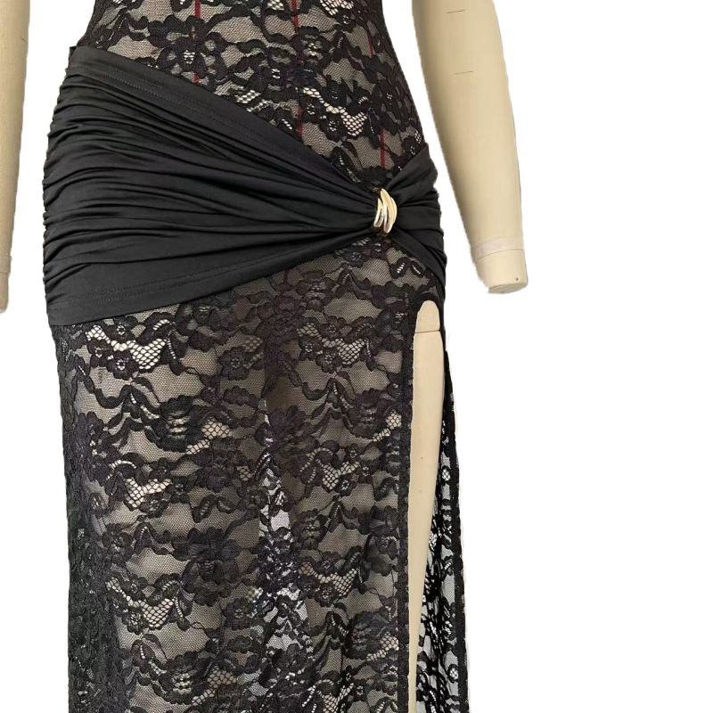 A new sexy and fashionable lace cutout high-slit figure-hugging sleeveless dress that is selling well in cross-border trade between Europe and America for women pic 18