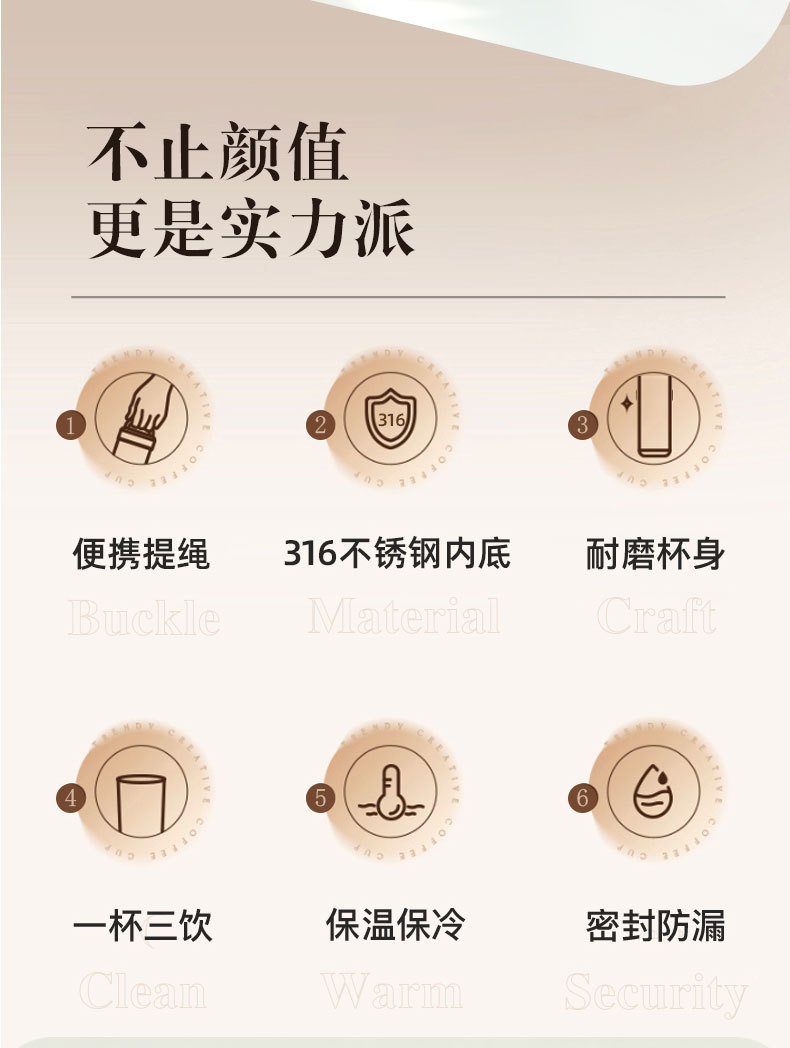 Customized coffee cups, large-capacity 316 stainless steel insulated cups, high appearance level portable double-drinking straw cups, gift water cups pic 4