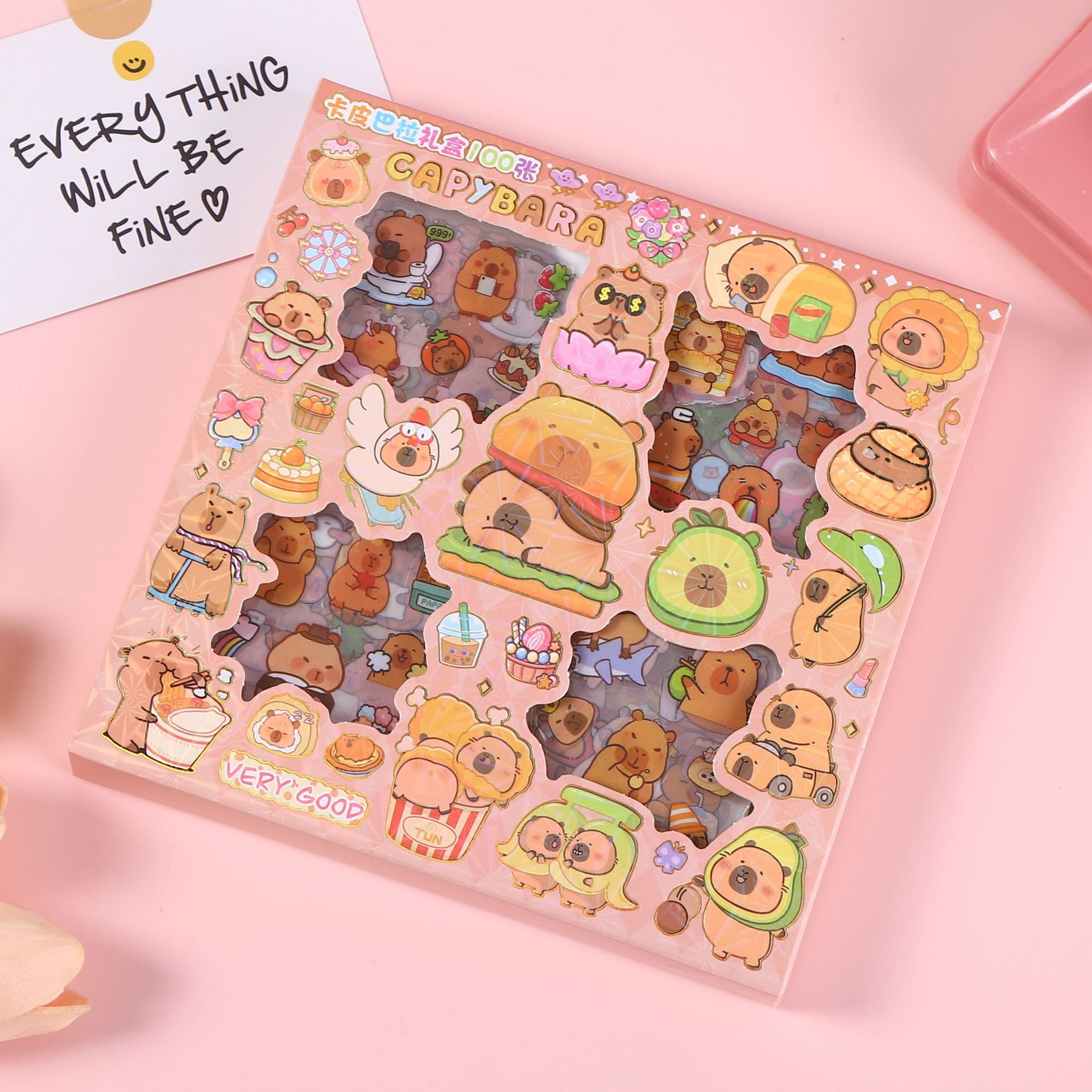 100张不重复手账贴纸防水可爱卡通创意贴画儿童卡皮DIY换装批发详情8