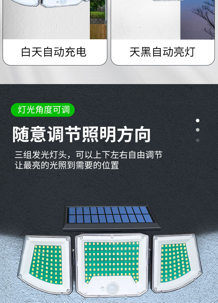 2026跨境新款太阳能灯 人体感应壁灯 庭院户外围墙灯防水照明路灯详情5