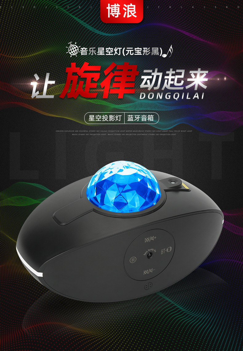 LED Bluetooth music starry sky light, smart APP control, water ripple gold coin night light, voice-controlled laser atmosphere projection light pic 1