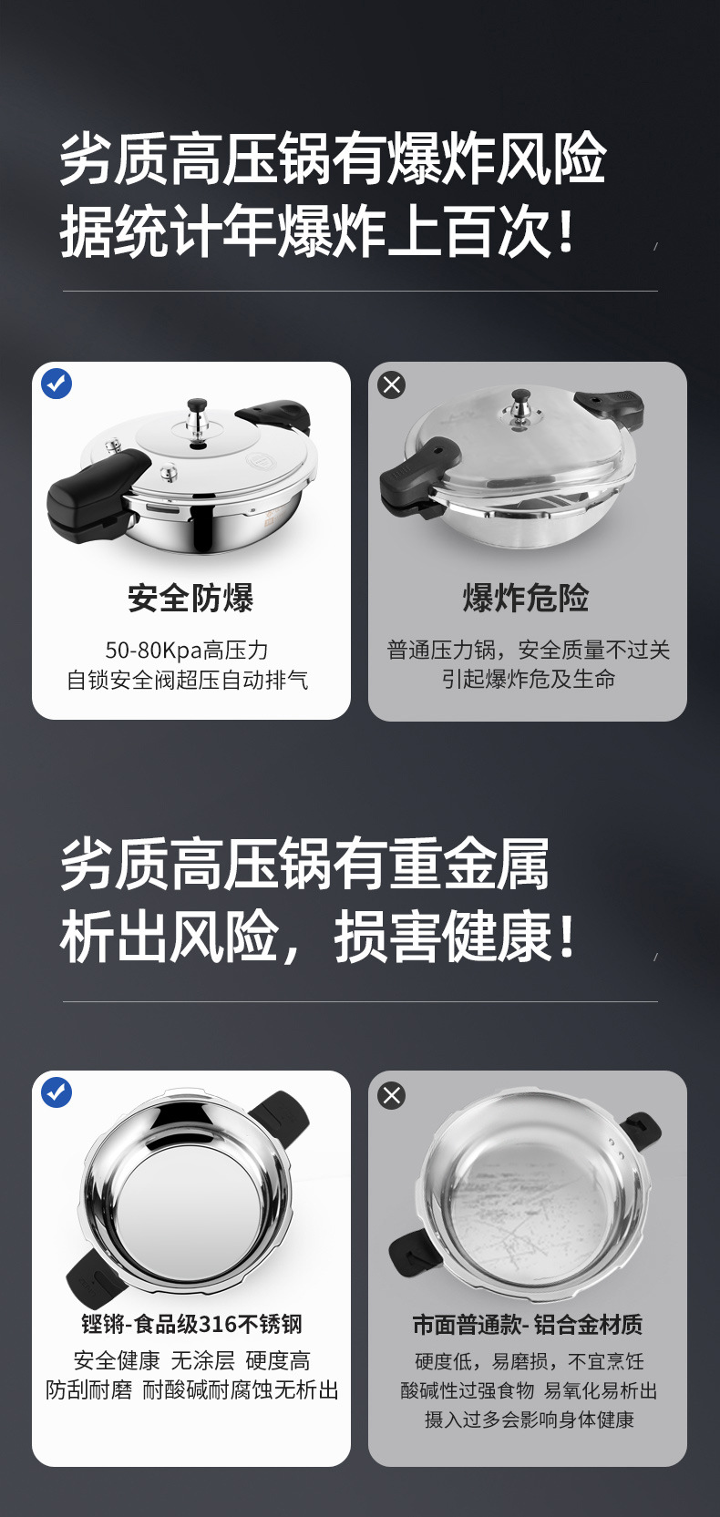 铿锵迷你高压锅1人小型压力锅微压汤锅燃气316不锈钢高压锅鱼头锅详情3