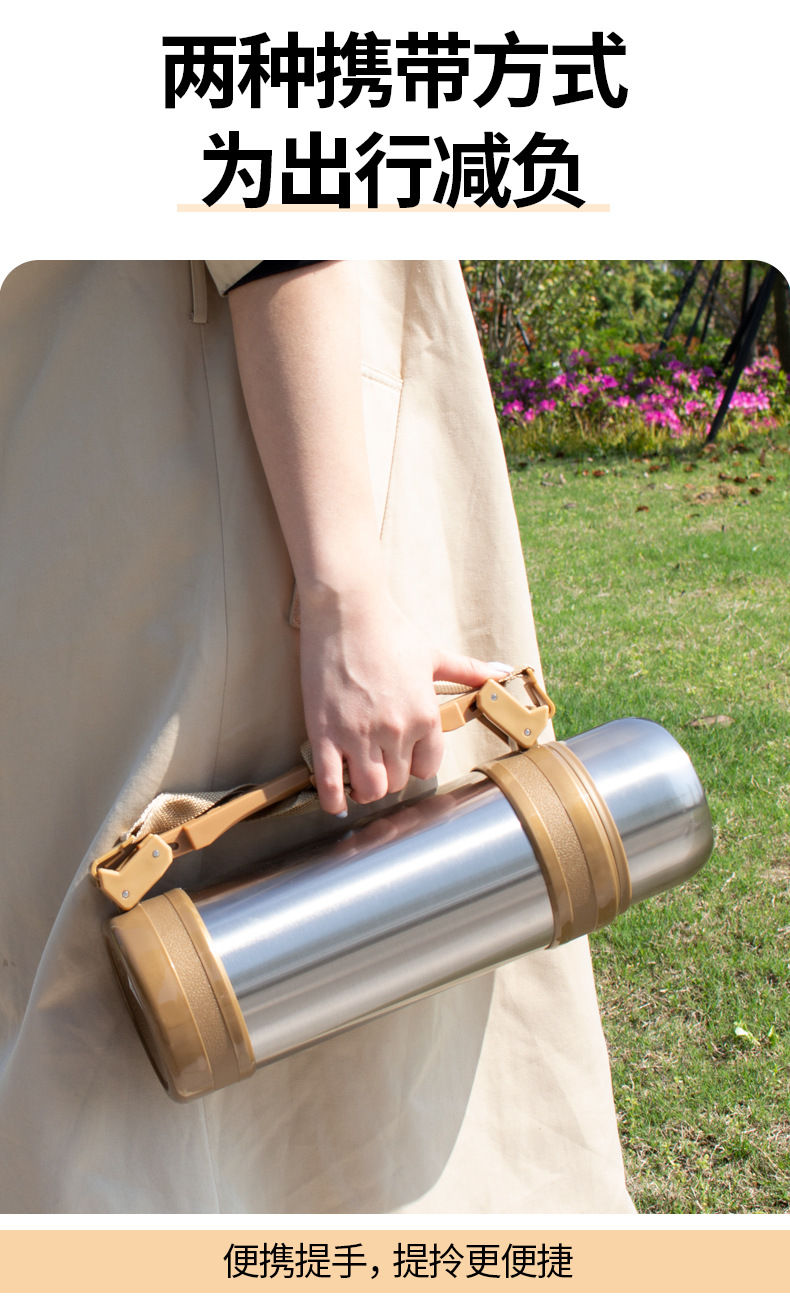 304 stainless steel insulated cup, portable handle vacuum travel kettle, outdoor large-capacity sports water kettle pic 3
