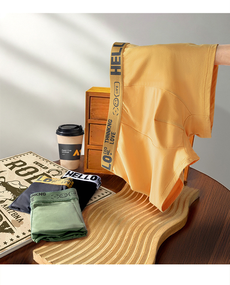 男士内裤青少年字母宽松舒适中腰透气无痕学生四角短裤衩现货批发详情24