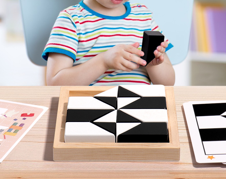 益智隐藏积木拼图创意木质黑白块拼装玩具力儿童立体空间思维训练详情6