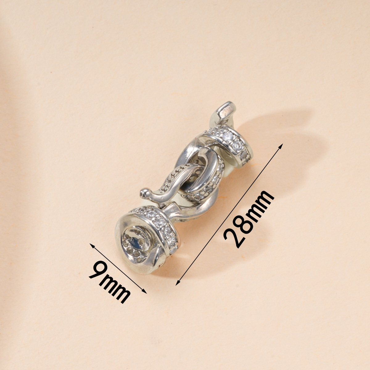 Copper plated with palladium and white gold, slightly inlaid with zirconium bow tassels, connecting buckle, pearl necklace clasp, DIY jewelry accessory pic 5