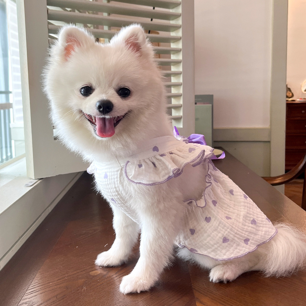 Mascotas vestido ropa ropa primavera verano perro gato teddy by bear pomerania muppet gato amor 100% algodón pic 20