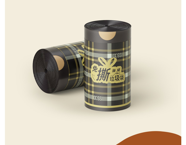 抽绳垃圾袋加厚不易破收口垃圾袋手提式塑料袋家用厨房免撕垃圾袋详情3
