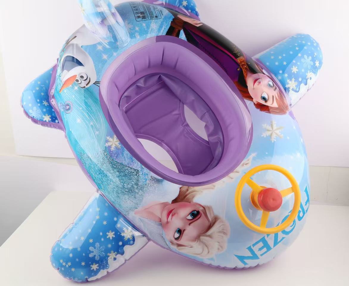 厂家现货新款冰雪奇缘奥特曼草莓熊儿童水上充气坐艇游泳圈批发卡通气模玩具详情1